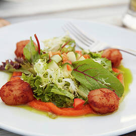 Scallops With Carrot Puree And Salad by Brenda Spaude