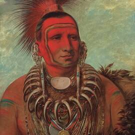 Shon-ta-yi-ga, Little Wolf, A Famous Warrior by George Catlin