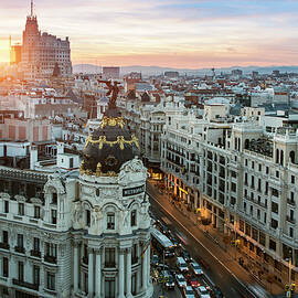 Skyline Of Madrid With Metropolis by Sylvain Sonnet