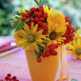 Small Bouquet From Rudbeckia, Sorbus by Friedrich Strauss