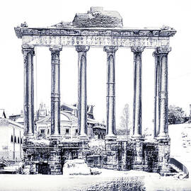 Snow over Roman Forum and Palatine Hill - Black and White by Stefano Senise