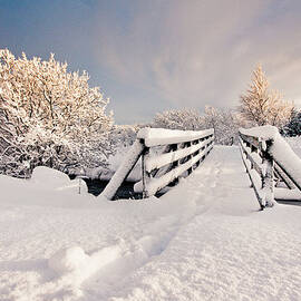 Snowy Bridge At Winter by IngAlfur Bjargmundsson