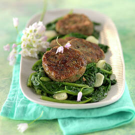 Spinach Sauté With Garlic,rice Galette With Lentils by Rivière