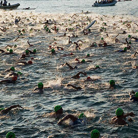 Swim Start Of Triathlon In Kailua Bay by Alvis Upitis
