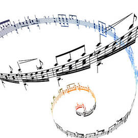 Swirling Musical Notes Against A White by Ian Mckinnell