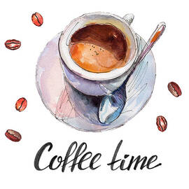 The Coffee Cup With Beans And Lettering by Viktor Kashin