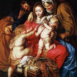 The Holy Family With St. Elizabeth,st. John And A Dove by Peter Paul Rubens