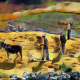 The Lentil Harvest, on the Island of Lefkada by Antonios Valamontes