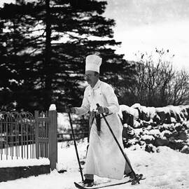 The Skiing Chef by Fox Photos