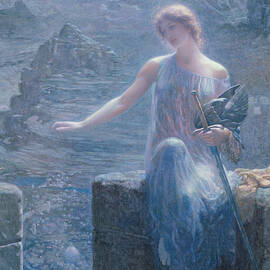 The Valkyries Vigil, 1906  And Gold Paint On Paper by Edward Robert Hughes