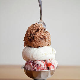 Three Ice Cream Scoops With A Spoon by Leela Cyd
