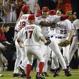 Tim Salmon, Darin Erstad And Alex Ochoa by Jeff Gross