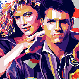 Tom Cruise and Kelly McGillis - synopsis by Retro Art World