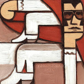 Tommervik Art Deco Elvis Red Cape Art Print by Tommervik