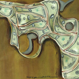 Money Wall Art - Cash Gun by Tommervik
