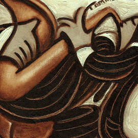 Abstract Jazz Musicican Playing Saxophone Art Print by Tommervik