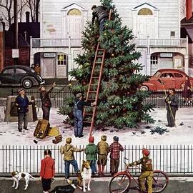 Tree In Town Square by Stevan Dohanos