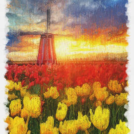 Tulips and Windmills - 02 by AM FineArtPrints