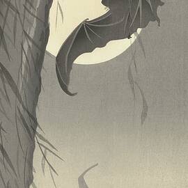 Two Bats At Full Moon by Ohara Koson
