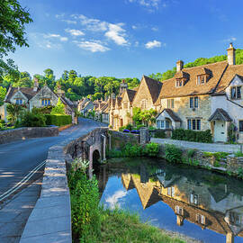 Uk, England, Wiltshire, Castle Combe, Great Britain, British Isles, Cotswold, Bridge Over The Bybrook River by Luigi Vaccarella