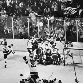 United States Hockey Team Celebrates by Bettmann