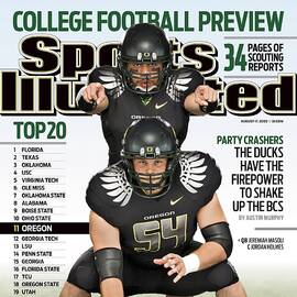 University Of Oregon Qb Jeremiah Masoli And Jordan Holmes Sports Illustrated Cover by Sports Illustrated