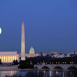 Usa, Washington Dc Skyline, Night With by James P. Blair