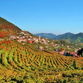 Venetto, Vineyards And Village, Italy by Luca Da Ros