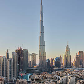 View From South Ridge Towards Burj Khalifa In Downtown Dubai, Emirate Of Dubai, Uae by Rainer Mirau