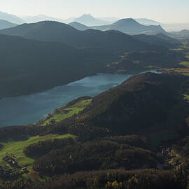 View Of Lake Fuschlsee From Schoberstein Mountain, Salzkammergut, Austria by Hermann Erber