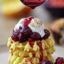 Waffles With Berry Compote And Yoghurt by 225degrees