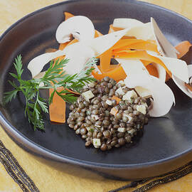 Warm Lentil Salad With Carrots, Parsnips And Mushrooms by Hilde Mèche