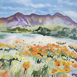 Watercolor - Desert Poppy Landscape by Cascade Colors