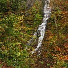 Waterfall In Autumn Woodland by Matt Champlin