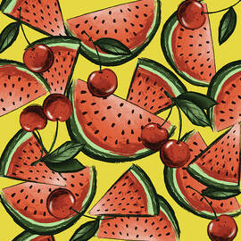 Watermelon Slices On Yellow by Curtis