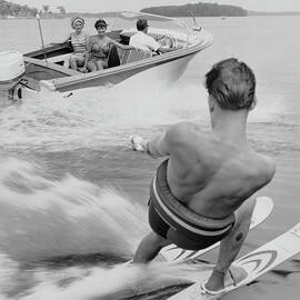 Waterskier And Towboat by Archive Photos
