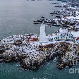 Winter At Portland Head Light by Veterans Aerial Media LLC