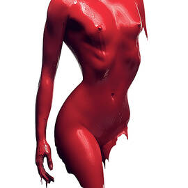 Woman body red paint by Johan Swanepoel