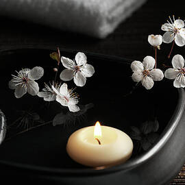 Zen Spa With Floating Candle And by Nightanddayimages