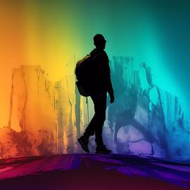 A silhouette of a lone figure walking against a contrasting background No 3 by Andre Petrov
