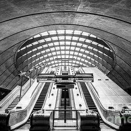 Canary wharf underground station escalators, London, England by Neale And Judith Clark