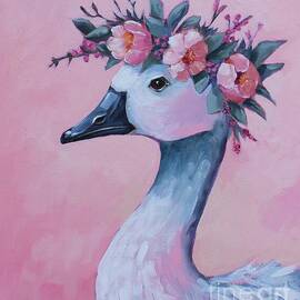 Goose with flower crown by Lucia Stewart