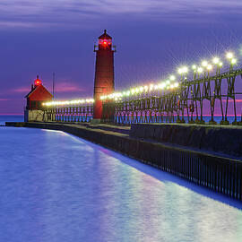 Grand Haven Lighthouse at Dusk by Michael Collins