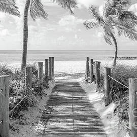 Key West Smathers Beach Entrance Black and White Photo by Paul Velgos