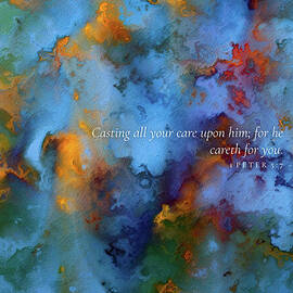 1 Peter 5 7 Bible Verse Wall Art, Casting All Your Care Upon Him by Mark Lawrence