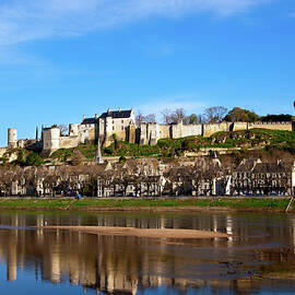 Picturesque riverside Chinon town in spring, France by Seeables Visual Arts