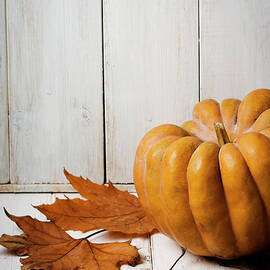 Pumkin and maple leaves by Jelena Jovanovic