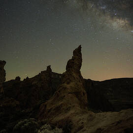 Starry Skies Above Tenerife's Volcanic Spires by Joanne Eastope