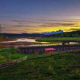 Sunset above the Grand Teton Mountains and Buffalo Fork of the Snake River by Miroslav Liska