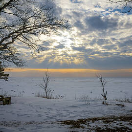 Sunset Over Frozen Lake at Kettle Point, Ontario 2 by John Twynam